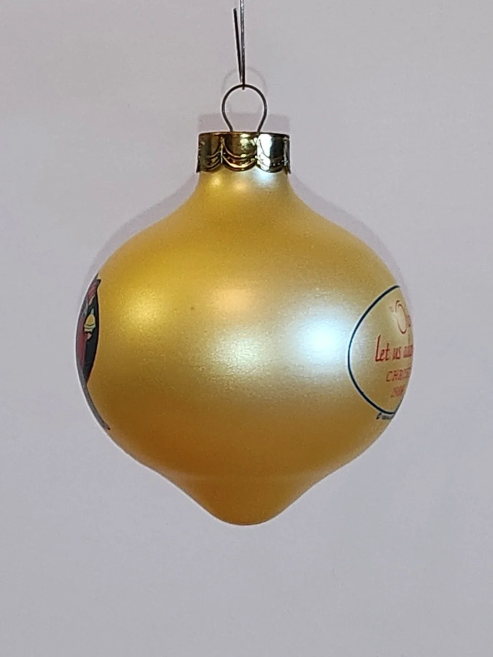 Hallmark Nativity Wise Men Gold Teardrop Glass Ornament “O Come Adore Him” 1986